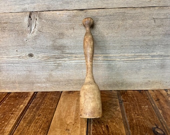 Primitive Wood Pestle, Antique Wood Pestle, Vintage Wood Masher, Vintage Wooden Pestle, Primitive Kitchen Tool, Vintage Sauerkraut Pestle