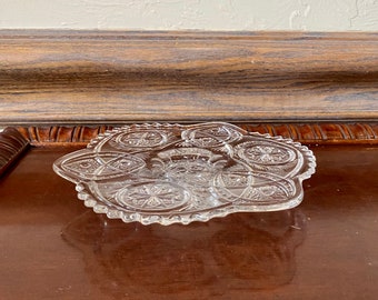 Vintage EAPG Cake Stand, Vintage Clear Glass Short Pedestal Cake Stand, Vintage Cake Salver