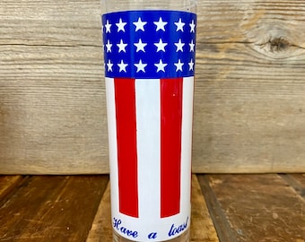 Vintage USA Stars and Stripes Pepsi Glass, Vintage USA Stars and Stripes Drinking Glass, Vintage Patriotic Glass Set, Blue Stars Red Stripes