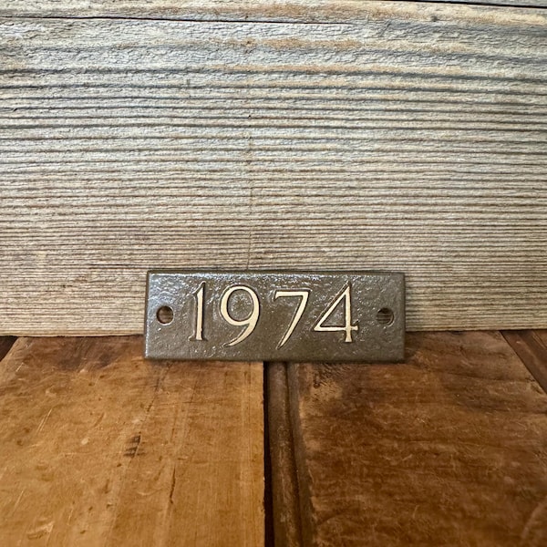Vintage 1974 Brass Number Plate, Vintage Style 1974 Home Address Sign, Vintage 1974 Sign