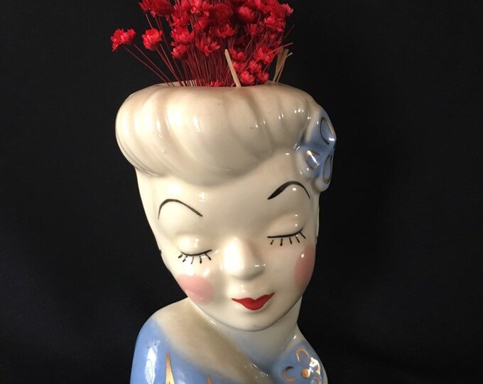 Vintage Lady Head Wall Pocket Glamour Girl Wall Pocket Lady Etsy