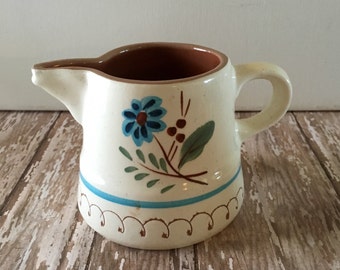 Vintage Cream Pitcher, Stangl Pottery, Blue Daisy Creamer Pitcher, !960's Glazed Pottery, Rare Stangl Small Pitcher