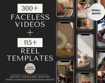Oltre 300 video stock senza volto e 115 bundle di bobine senza volto / modelli di bobine Instagram senza volto / diritti di rivendita MRR Master / prodotti digitali