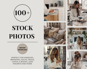 100+ Stock Photo Bundle for Digital Marketing | Master Resell Rights | Work From Homs | Stock Images Women | Feminine Photos | Stock Photos
