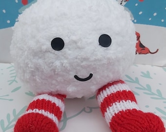 Super Cute hand knitted snowball - all ready for Winter. Approximately 4 inches round.