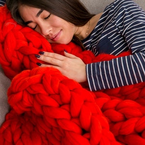 Custom Chunky blanket, Christmas Super Chunky Blanket, Wool Throw Blanket, Arm knitted Blanket, Fall Blanket, Cozy and Soft Blanket, Gift image 1