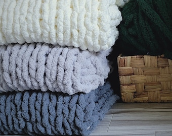 Chenille knit throw blanket Ready to ship