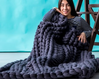 Chunky Knit Blanket, Merino wool Blanket, Giant Knit Throw, Chunky Knit Merino Blanket, Giant Knit Blanket, Merino wool throw, Chunky knits