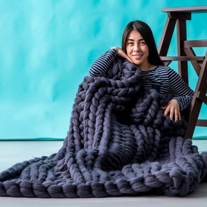 Chunky Knit Blanket, Merino wool Blanket, Giant Knit Throw, Chunky Knit Merino Blanket, Giant Knit Blanket, Merino wool throw, Chunky knits image 1