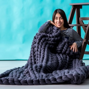 Chunky Knit Blanket, Merino wool Blanket, Giant Knit Throw, Chunky Knit Merino Blanket, Giant Knit Blanket, Merino wool throw, Chunky knits image 1