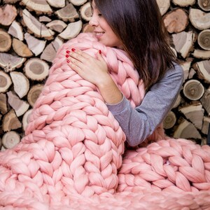 Custom Chunky blanket, Christmas Super Chunky Blanket, Wool Throw Blanket, Arm knitted Blanket, Fall Blanket, Cozy and Soft Blanket, Gift image 3