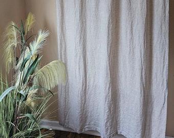 100% Stone washed linen curtains made with ties.