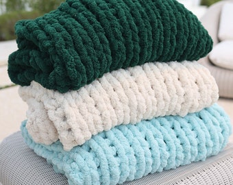 Coperta in maglia spessa realizzata con filato di ciniglia, coperta super spessa, coperta natalizia
