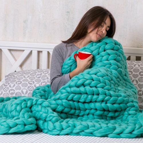 SALE Chunky Knit Blanket Australian Merino Wool Throw Etsy