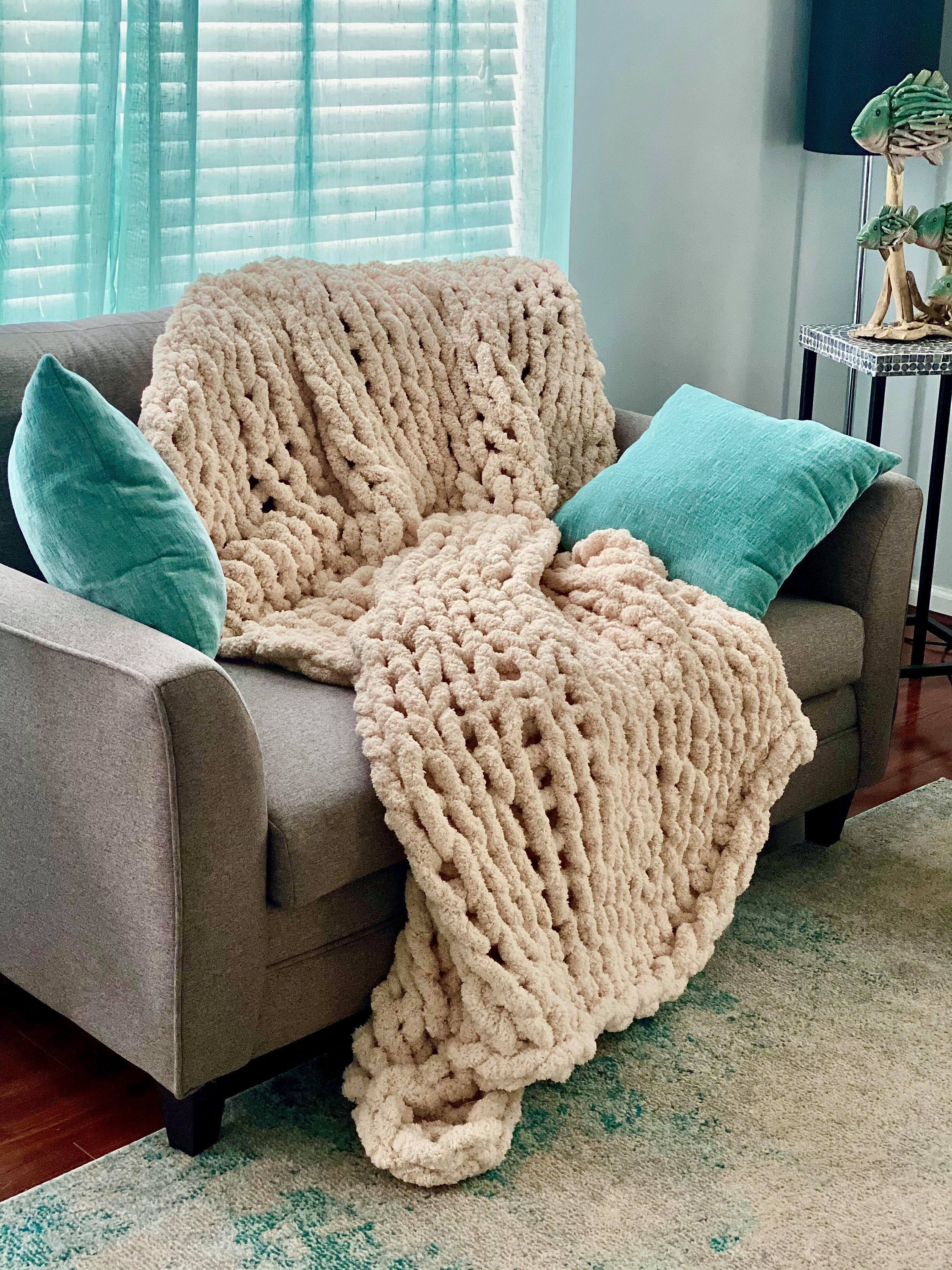 Chunky Knit chenille blanket Chunky Chenille yarn Chunky Etsy