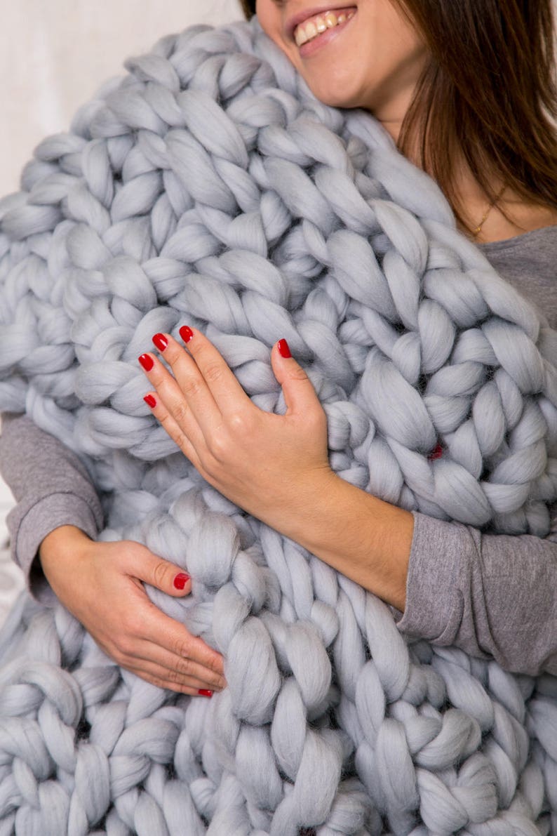 Boho Chunky Knit Blanket Giant Blanket Chunky Blanket Home Etsy