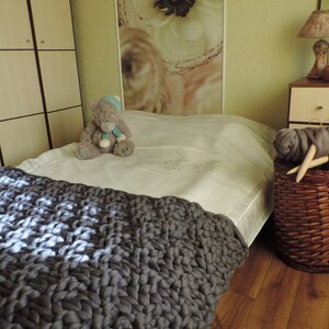 Giant knit blanket Chunky blanket Boho Knitted blanket Throw blanket Arm knit Christmas Gift for her Black Friday Chunky Knits, Jumbo yarn