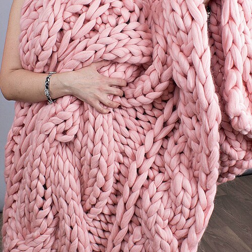 Super Chunky Knit Blanket Chunky Knit Throw Merino Wool Etsy