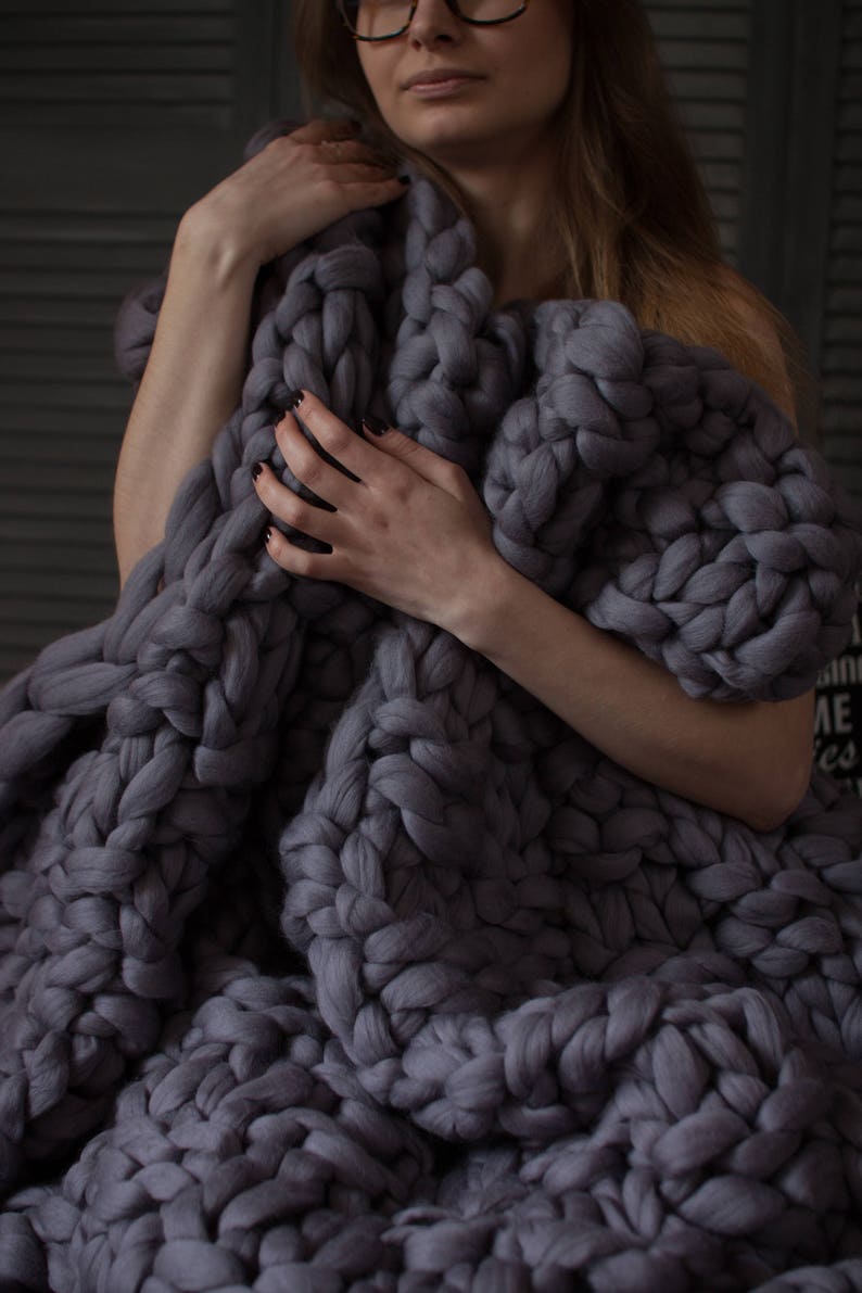 SALE Chunky knit blanket Australian merino wool blanket Etsy