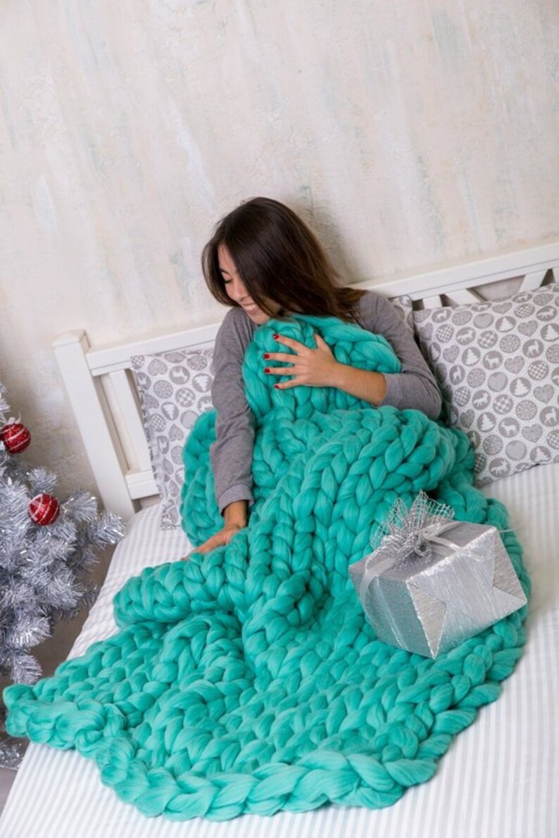 JennysKnitCo Merino Wool Blanket - Thumbnail 5