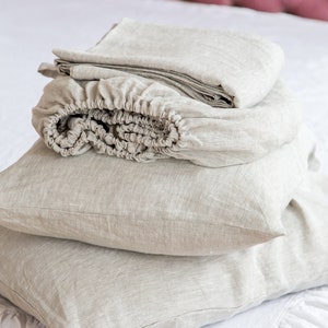 Linen sheet set made from  stone washed linen, sheet set,  queen sheet set, 4 pieces , flat sheet, fitted sheet, 2 pillowcases