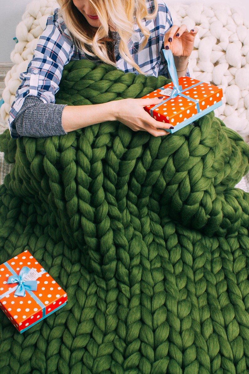 SALE Chunky Knit Blanket Australian Merino Wool Throw Etsy
