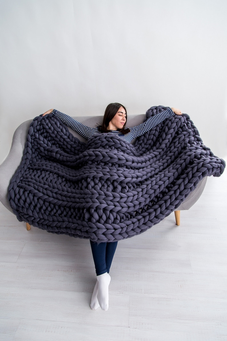 New Color Chunky Knit Blanket Chunky Blanket Chunky Knit Etsy