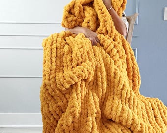 Jumbo grof gebreide chenilledeken, Snuggle oversized deken, kerstcadeau voor haar