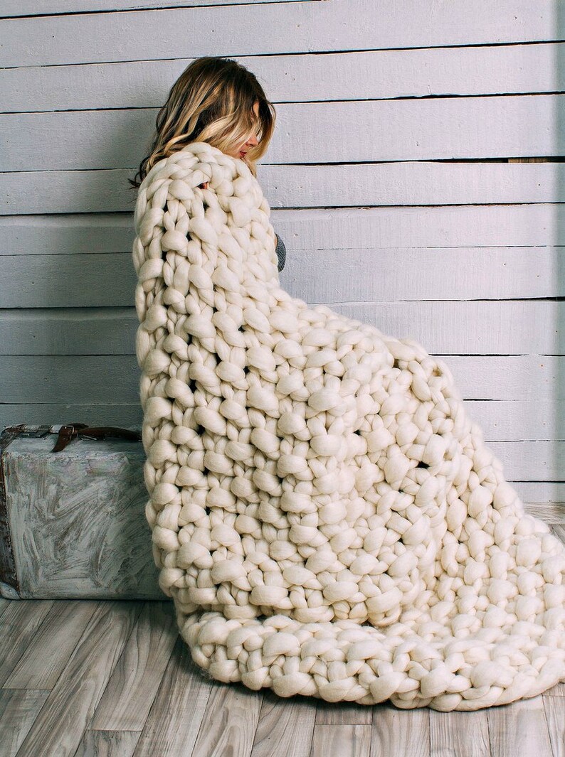 Chunky Knit Blanket Super Chunky Knit Blanket Blanket Etsy