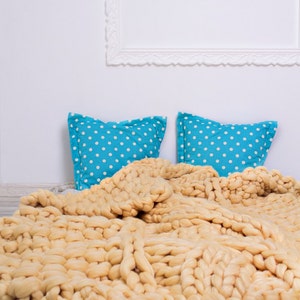 SUPER Chunky Knit Blanket, 45X75, Merino Wool, Merino Wool blanket,Chunky blanket, Giant Chunky Knit Blanket image 2