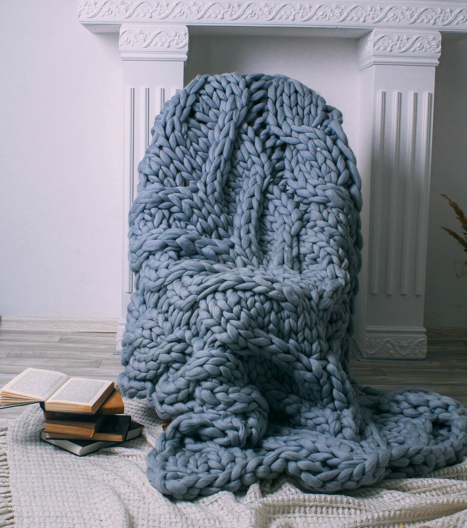 Super Chunky Cable Knit Blanket Chunky Knit Blanket Chunky Etsy