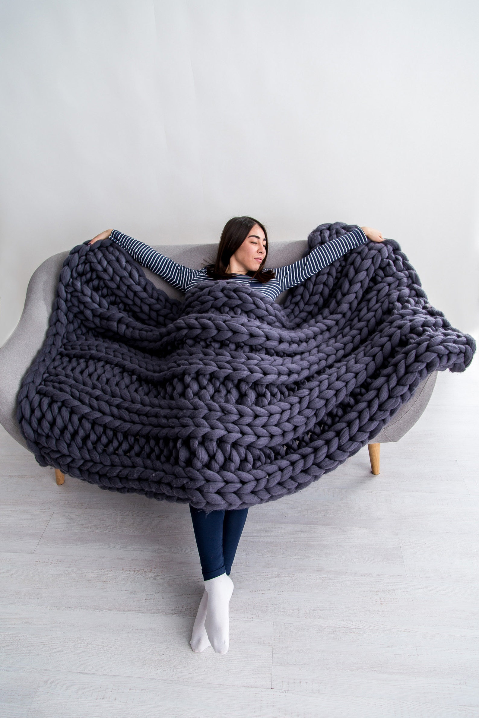 Super chunky knit throw blanket Chunky knit blanket Blanket Etsy