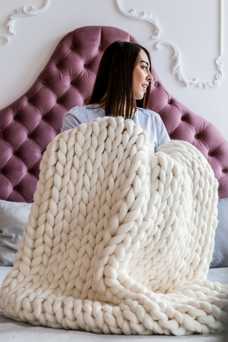 JennysKnitCo Merino Wool Blanket - Thumbnail 3