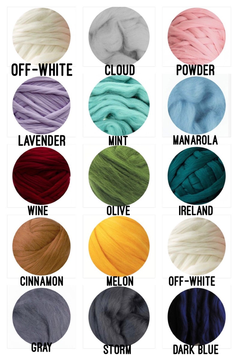Op de afbeelding: Een verzameling van 15 garenbollen in verschillende kleuren, waaronder off-white, cloud, poeder, lavendel, mint, manarola, wijn, olijf, Ierland, kaneel, meloen, grijs, storm en donkerblauw.