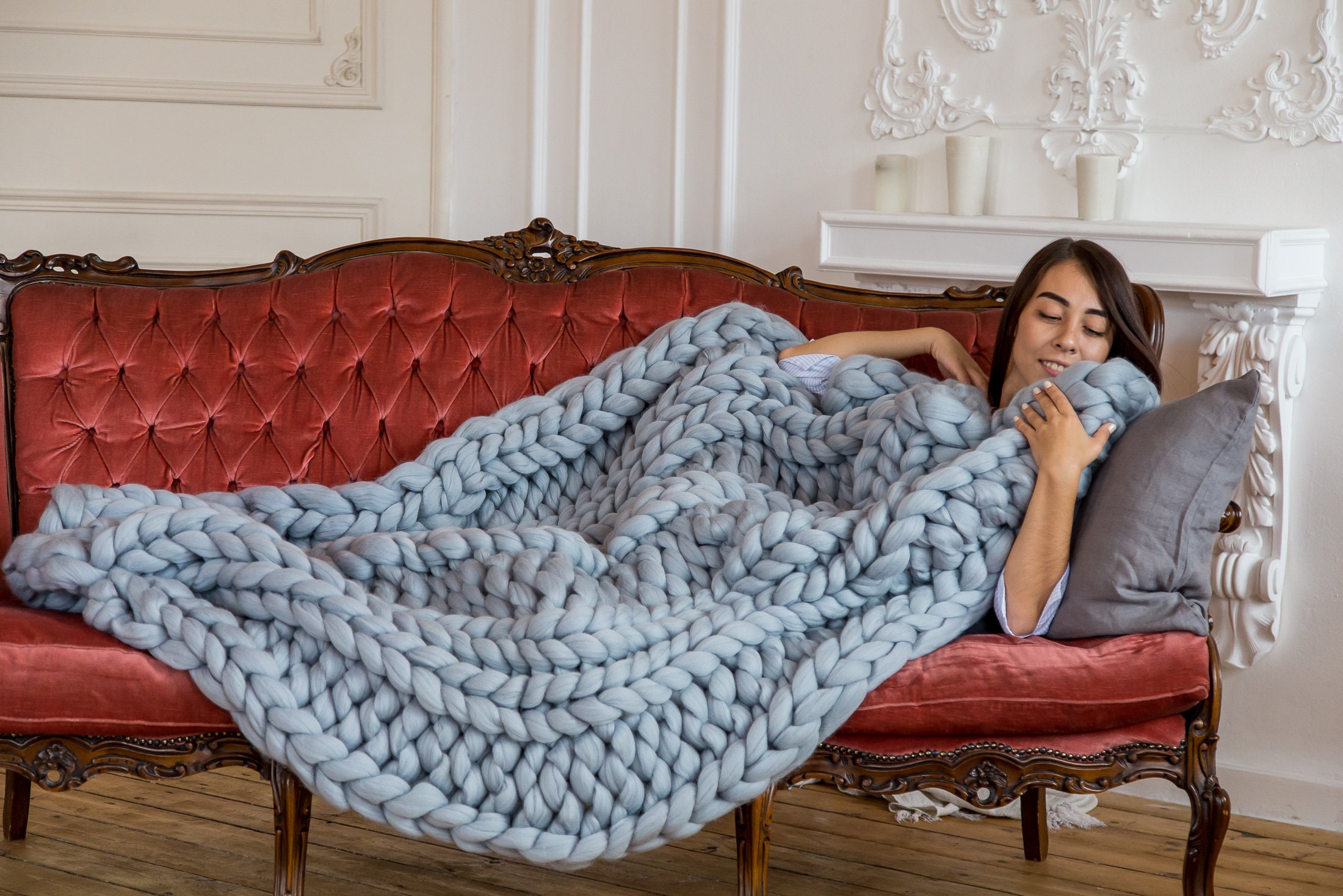 Blanket Chunky Blanket Chunky Knit Blanket Blanket Merino Etsy