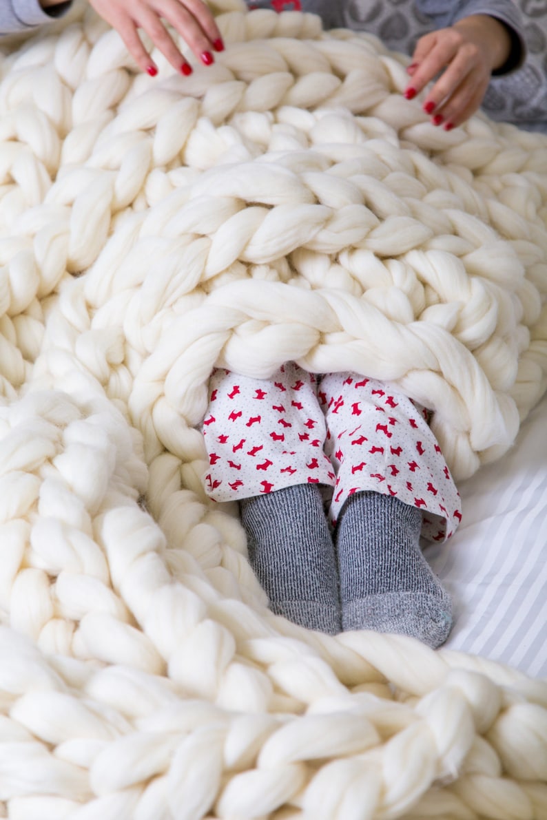 Blanket Chunky Blanket Chunky Knit Blanket Blanket Merino Etsy