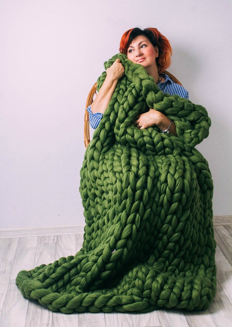 SALE Chunky Knit Blanket Australian Merino Wool Throw Etsy