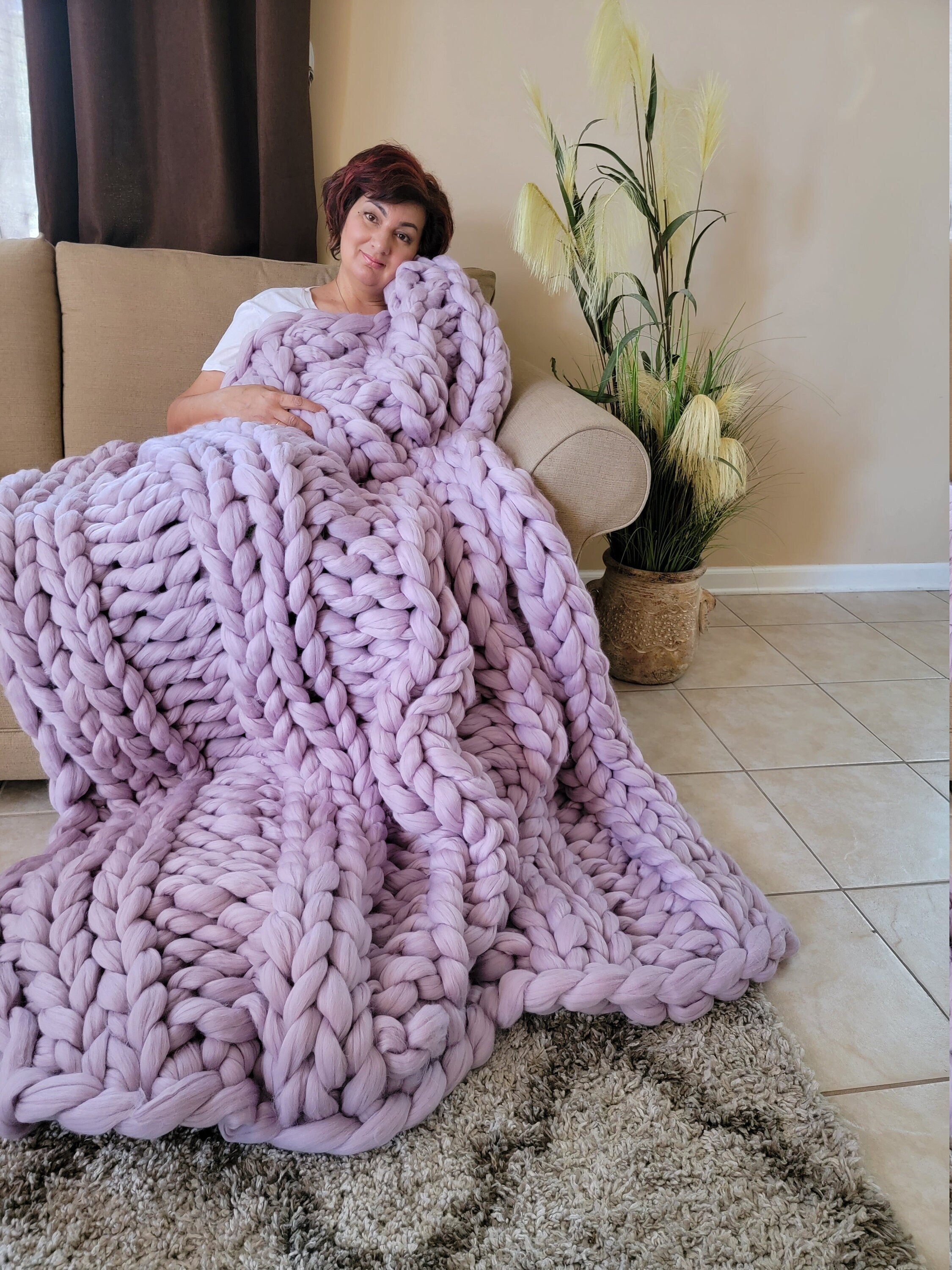 Chunky Knit Blanket Soft and Warm Wool Throw Gift for Her Etsy
