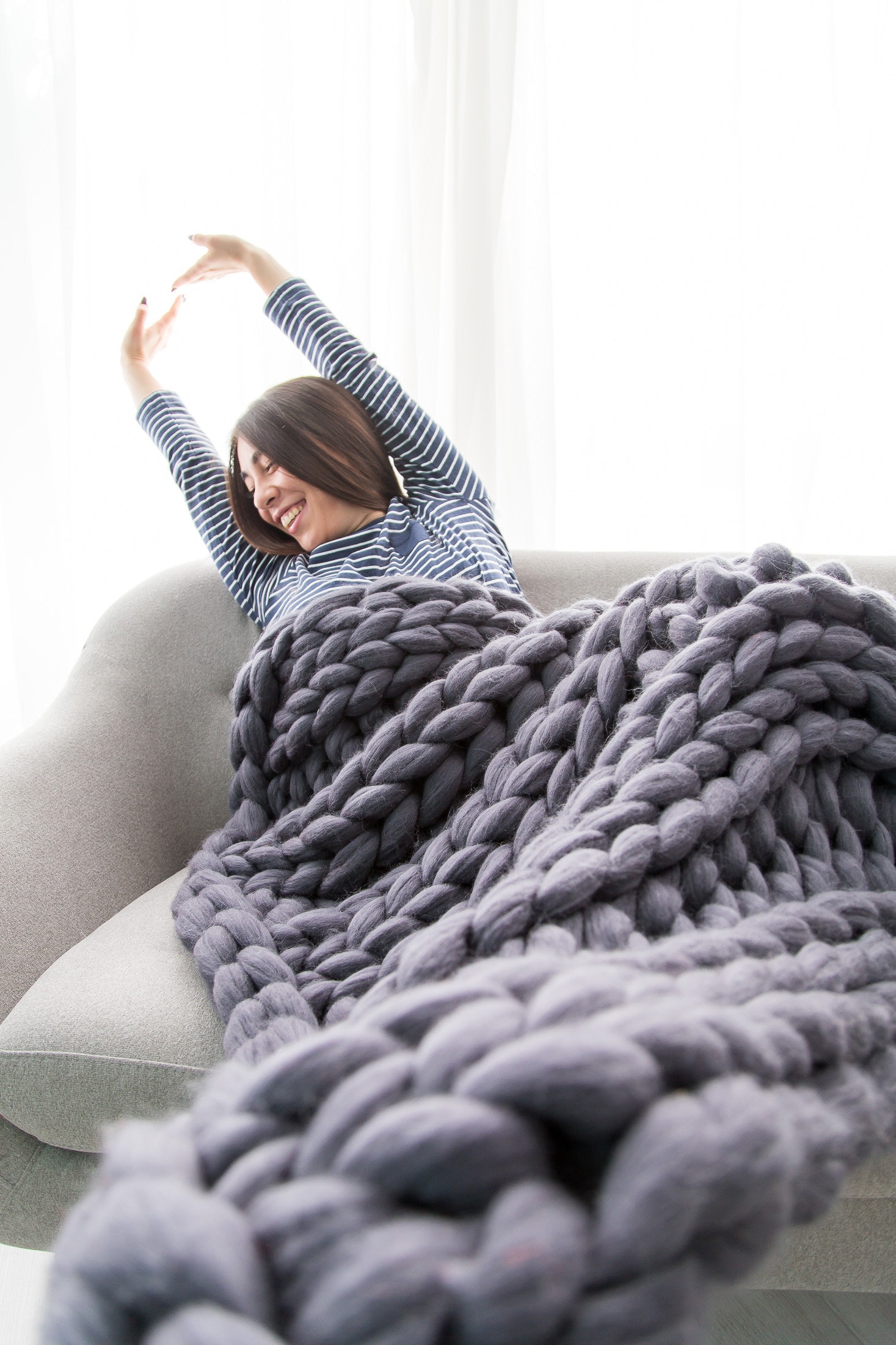 Chunky Knit Throw Blanket Giant Knit Blanket Made With Merino