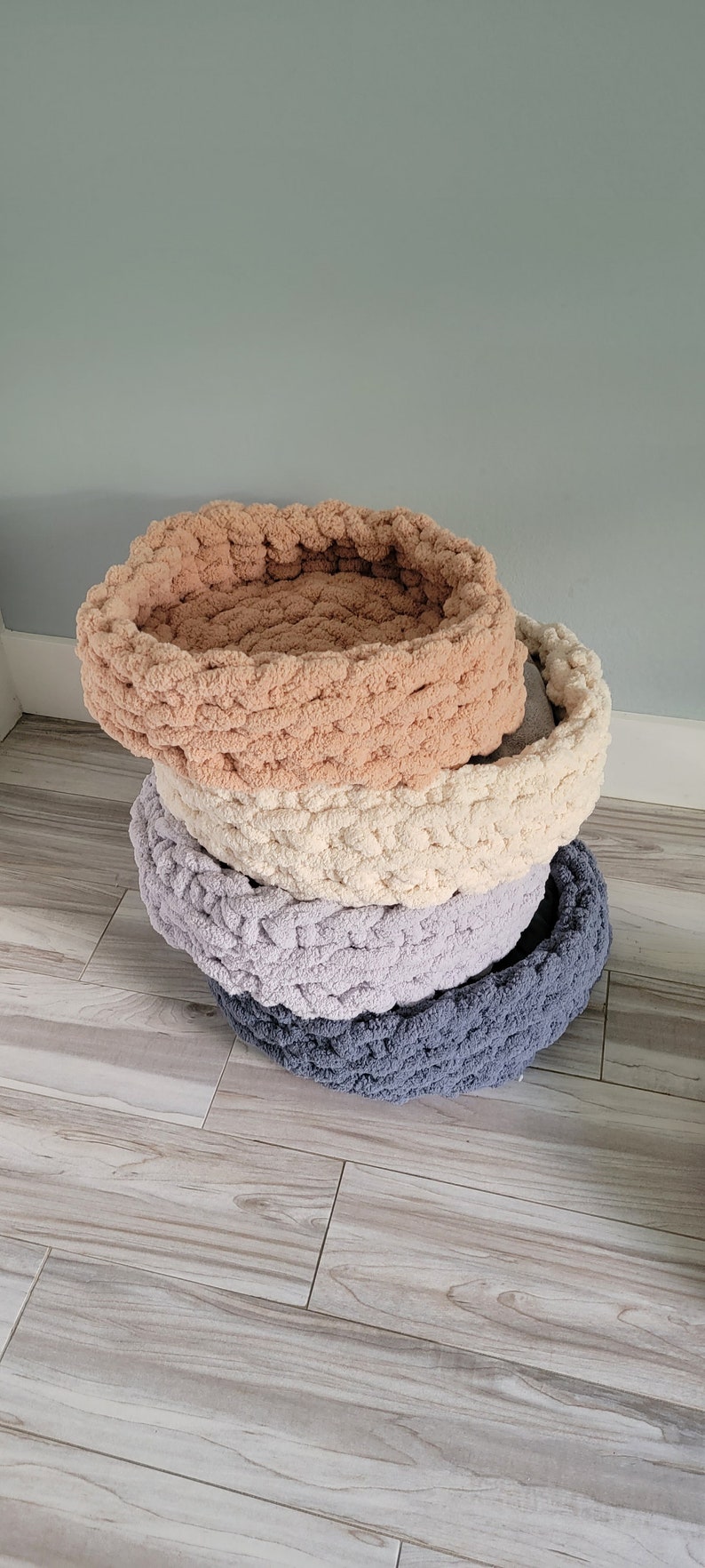 Chenille Chunky Knit Cat Dog Bed, Vegan Yarn Pet Bed image 5