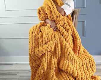 YAAPSU, Coperta a maglia grossa, 129,5 x 160 cm, morbida coperta jumbo