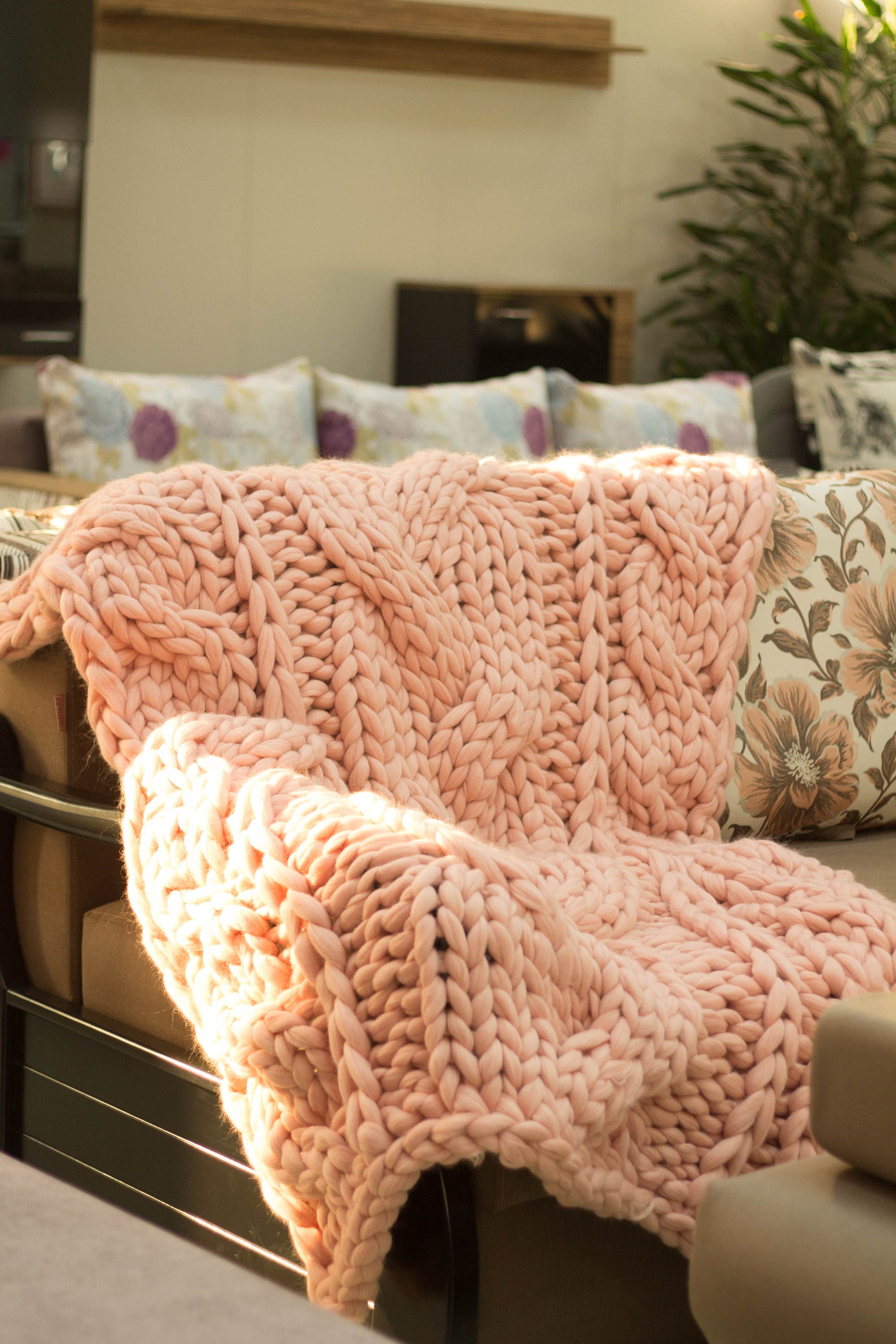 Merino Wool Throw Blanket Wool Blanket Chunky Knitted Etsy