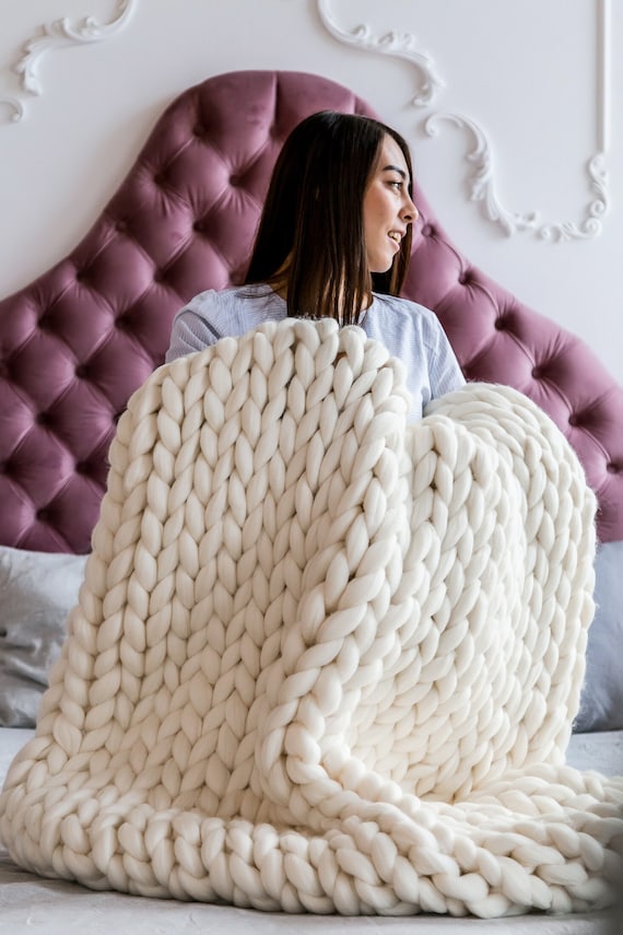 Strickdecke, Super Strickdecke, Merino Wolle Decke, Decke, Strickdecke, Wurfdecke, Chunky stricken, Strickgarn