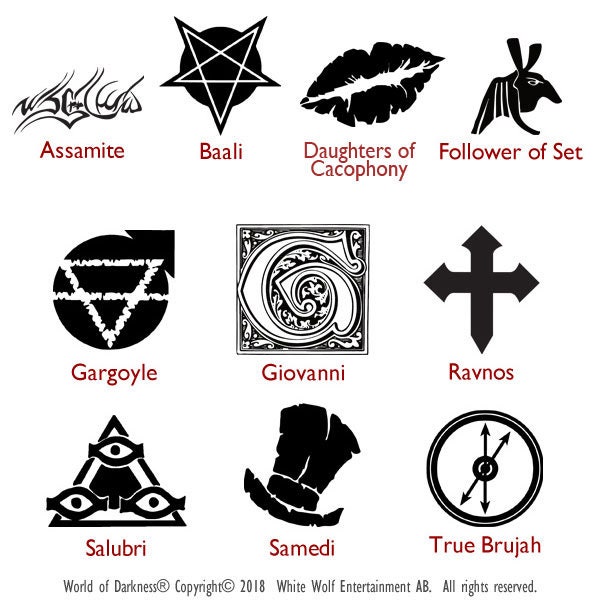 V5 Vampire: the Masquerade clan/ankh Vinyl Decals 