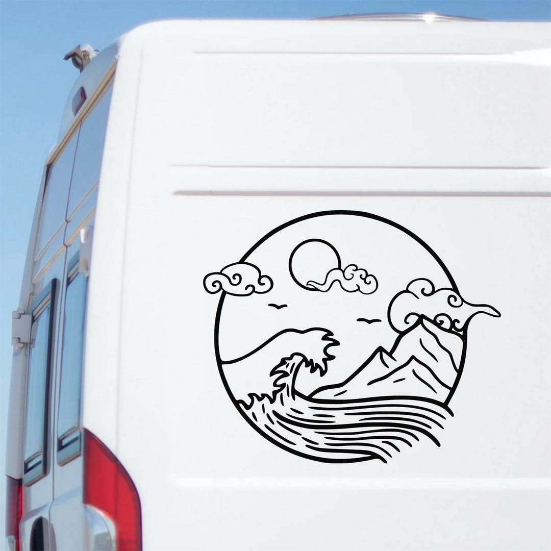 Mountain Wave Sun Vinyl Decal | Adventure Campervan Sticker - Etsy UK