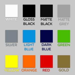 Puede incluir: Una carta de colores con 12 colores diferentes, incluyendo blanco, negro, gris, plata, azul claro, azul oscuro, verde, amarillo, naranja, rojo y dorado.