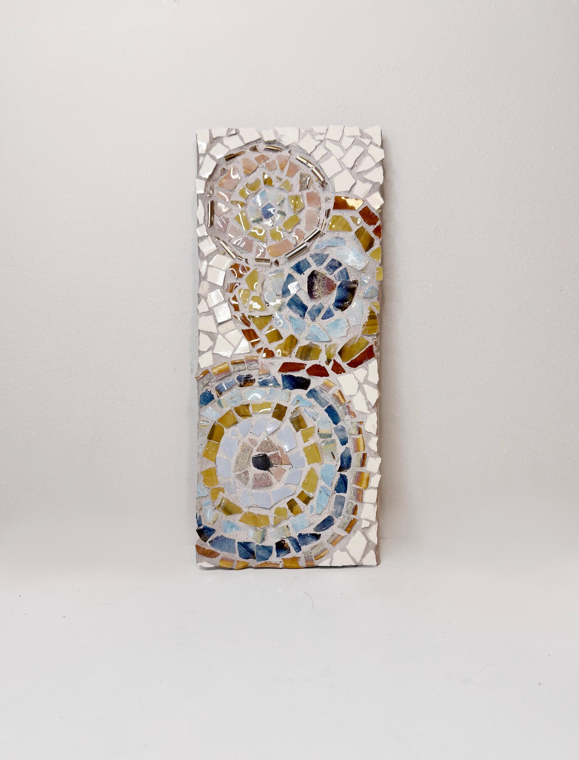 Handmade Ceramic Mosaic Wall Art, Reclaimed Pottery Wall Decor, 18k Gold Luster Mosaic, Unique Ceramic Gift, Small Wall Art