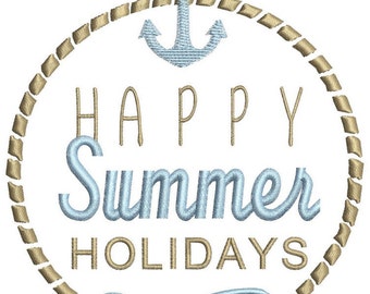 Happy summer embroidery design