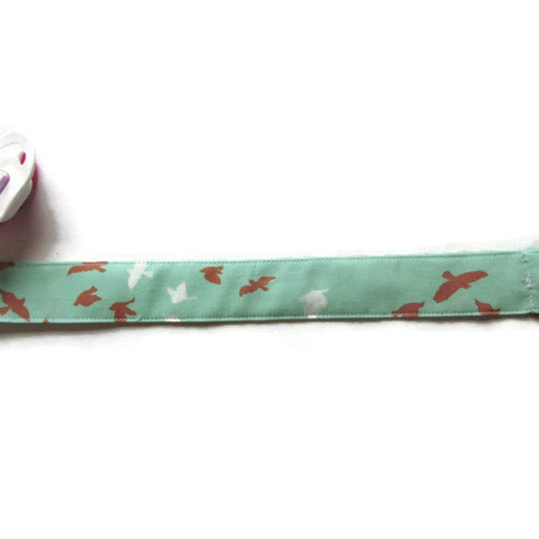 Baby universal pacifier clip, blue/green white brown birds print toy holder, paci, accessories, boy girl, binky