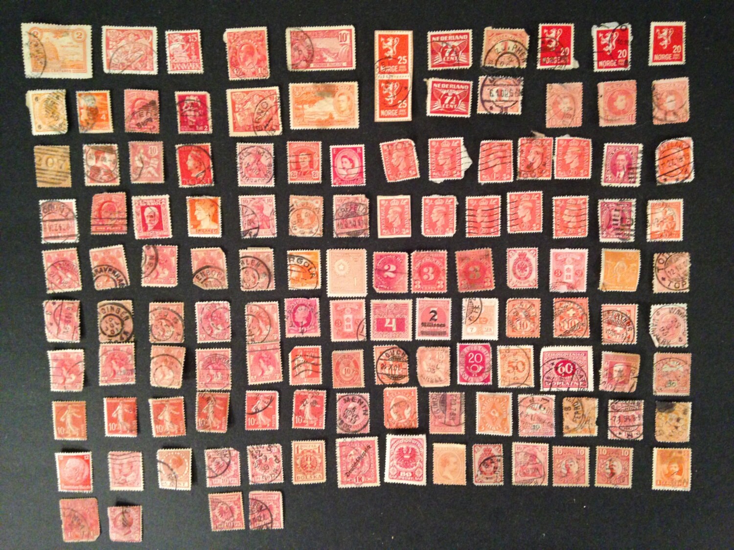 Lot of 125 Used Off Paper Postage Stamps in Shades of Orange Etsy